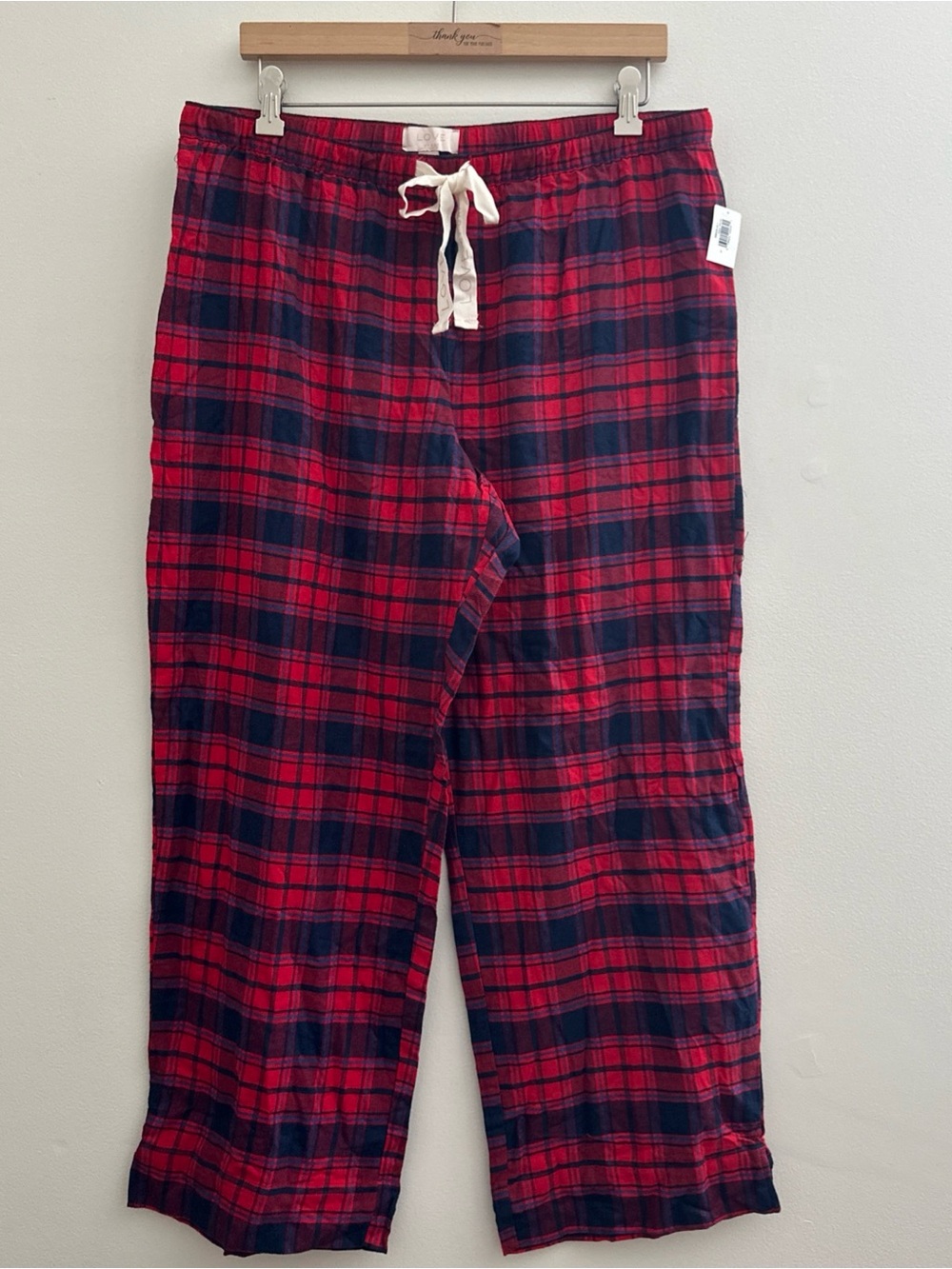 LOVE By Gap Womens Size Large Red Plaid Flannel Straight Leg Pajama Pants New